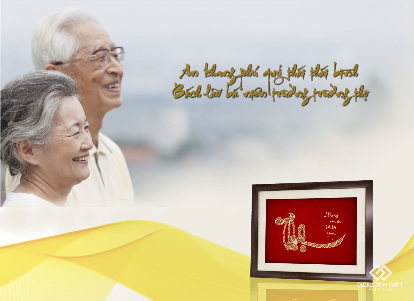 Tranh mạ vàng: Quà tặng mừng thọ cao cấp cho người cao tuổi
