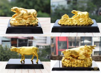 Tượng Trâu phong thuỷ mạ vàng tuyệt tác 